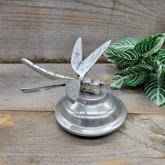 Modernistic Dragonfly Massive Chrome Metal Lid Jar Topper Industrial - Picture 2 of 14